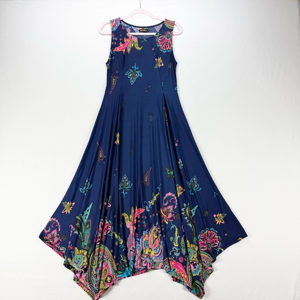 Reborn Handkerchief Hem Boho Paisley Maxi Dress